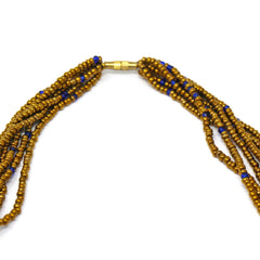 Multistrand Maasai Bead Necklace, White and Gold - Flyclothing LLC