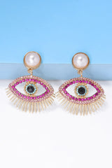 Evil Eye Shape Rhinestone Zinc Alloy Synthetic Dangle Earrings - Flyclothing LLC