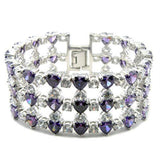 Alamode Rhodium Brass Bracelet with AAA Grade CZ in Amethyst - Alamode