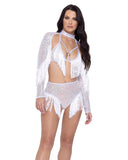 Roma Costume Sequin Fishnet Triangle Tie Top - Flyclothing LLC