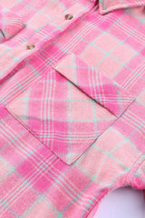 Plaid Button Up Dropped Shoulder Shirt - Flyclothing LLC