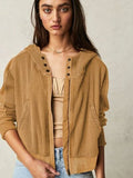 Waffle-Knit Dropped Shoulder Hooded Jacket - Flyclothing LLC