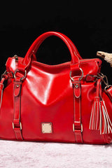 PU Leather Handbag with Tassels - Trendsi