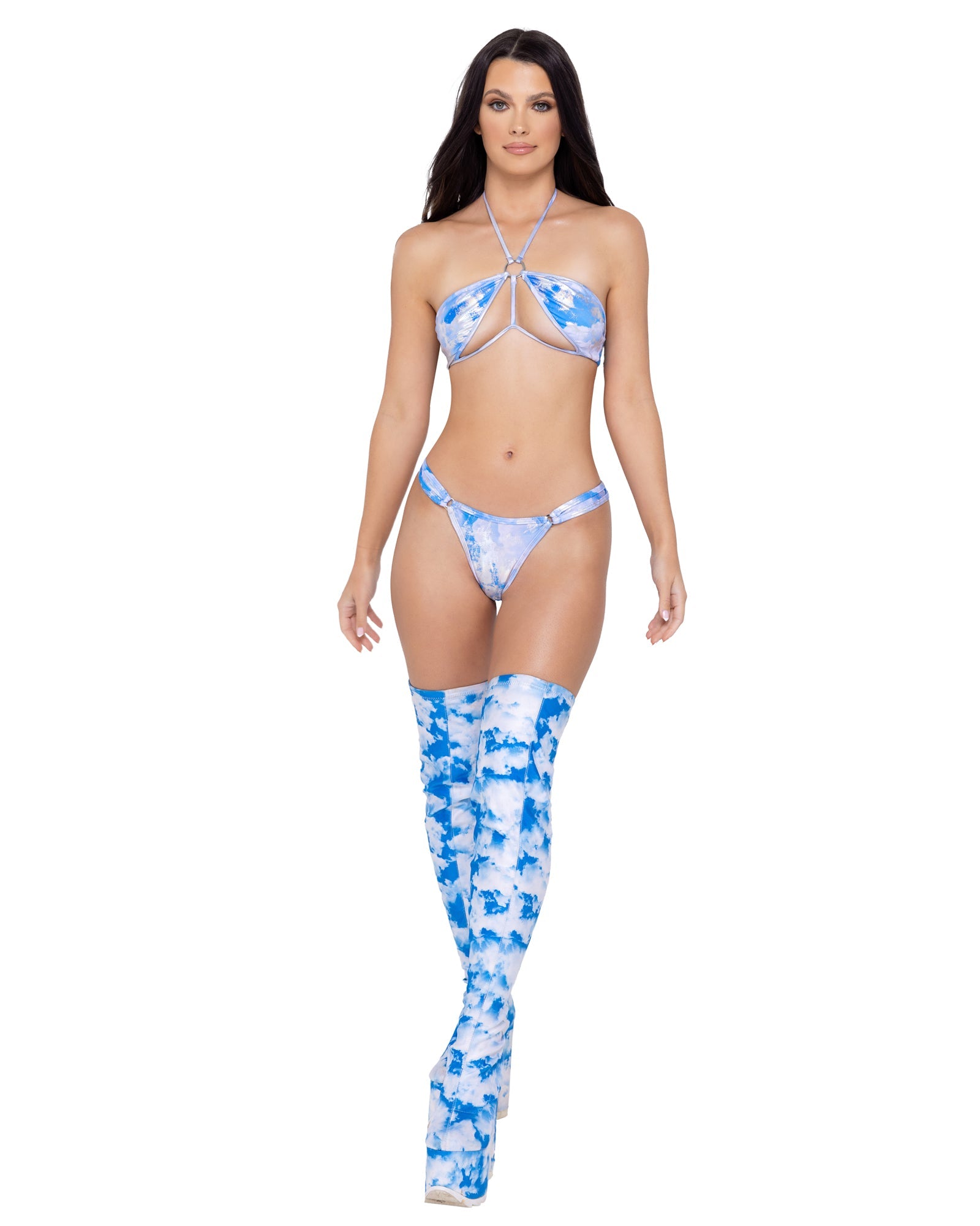 Roma Costume Cloud Print Thong Back