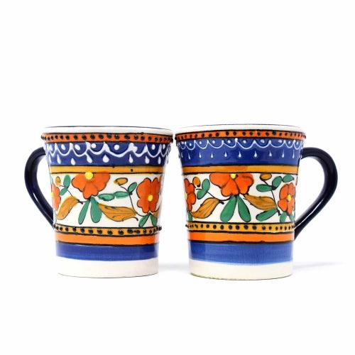 Flared Coffee Mugs - Orange and Blue, Set of Two - Encantada - Flyclothing LLC