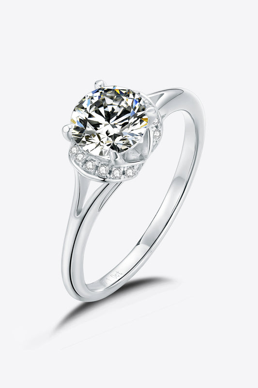 1 Carat Moissanite 925 Sterling Silver Split Shank Ring - Flyclothing LLC