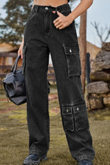 Loose Fit Long Jeans with Pockets - Flyclothing LLC