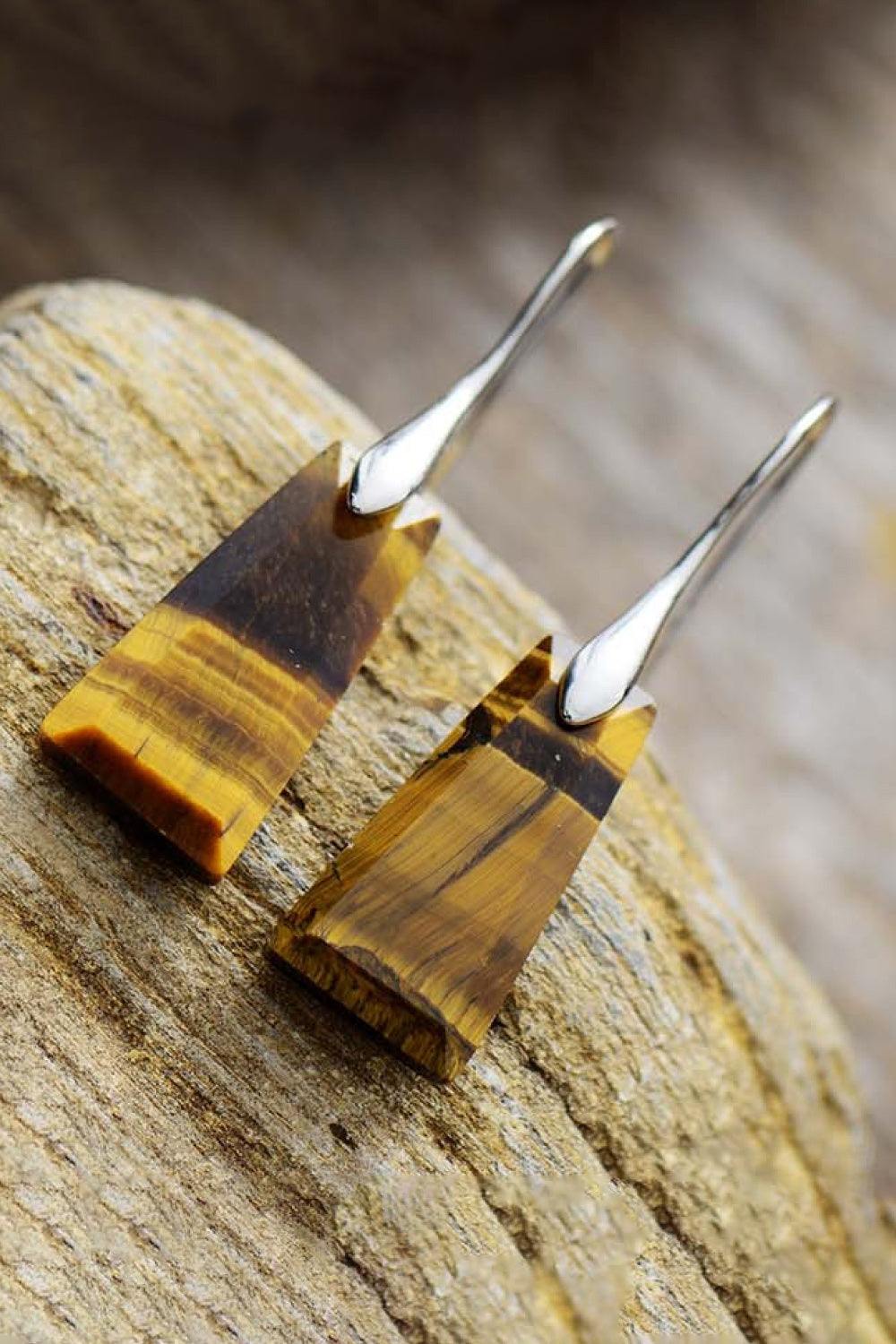 Handmade Geometrical Shape Natural Stone Dangle Earrings - Flyclothing LLC