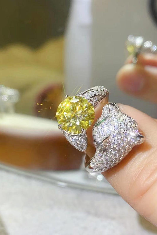 2 Carat Yellow Moissanite Animal Bypass Ring - Flyclothing LLC