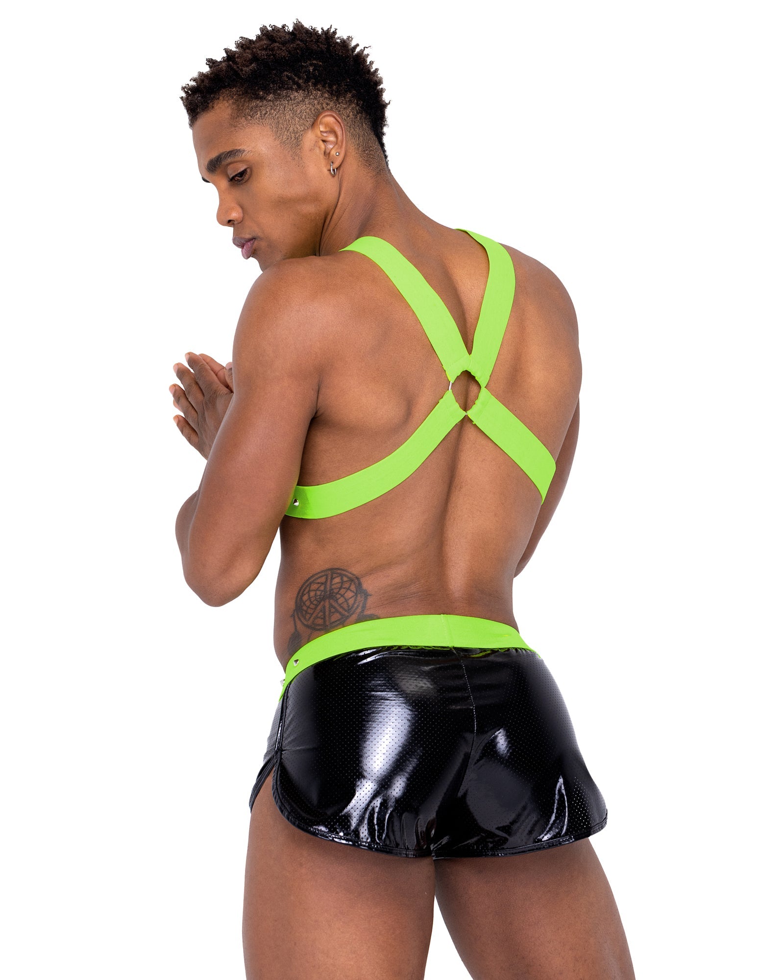 Roma Costume Mens Vinyl Mesh Runner Shorts - Flyclothing LLC