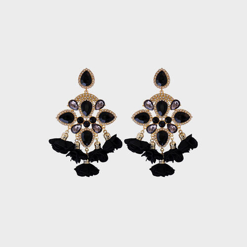 Flower Shape Rhinestone Alloy Dangle Earrings - Flyclothing LLC