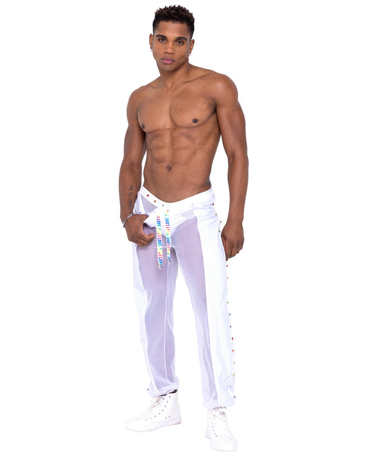 Roma Costume Mens Pride Vinyl Mesh & Mesh Joggers