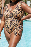 Marina West Swim Full Size Float On Ruffle Faux Wrap One-Piece in Leopard - Flyclothing LLC