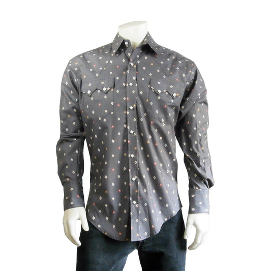 Rockmount Clothing Men's Greige Native Print Western Shirt - Rockmount Clothing