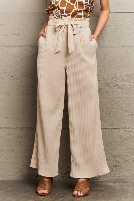 Tie Waist Long Pants - Trendsi