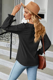 Round Neck Flounce Sleeve Blouse - Trendsi