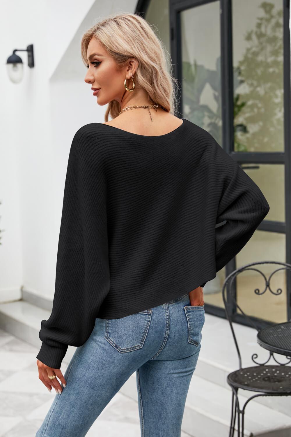 Black dolman shop sleeve sweater