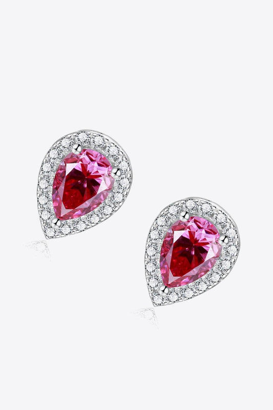 2 Carat Moissanite Teardrop Stud Earrings in Rose - Trendsi