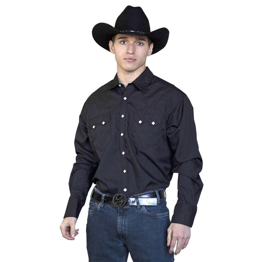 Rockmount Ranch Wear Mens Solid Black Western Shirt - Rockmount Clothing