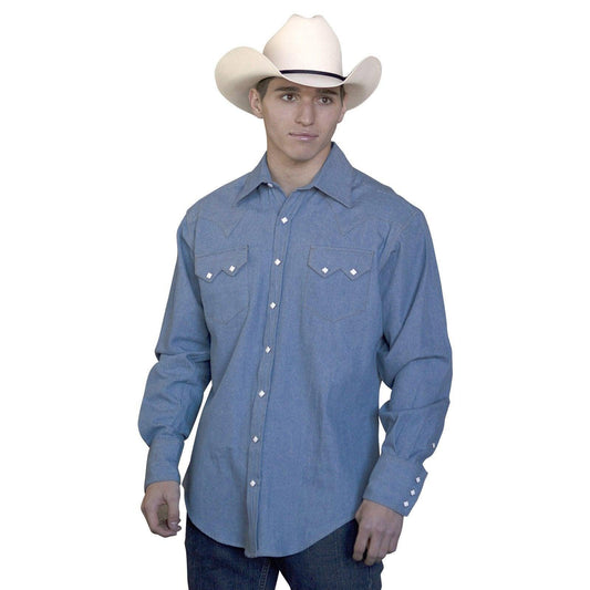 Rockmount Ranch Wear Mens Light Wash Denim Western Shirt - Rockmount Clothing