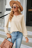 Round Neck Flounce Sleeve Blouse - Trendsi