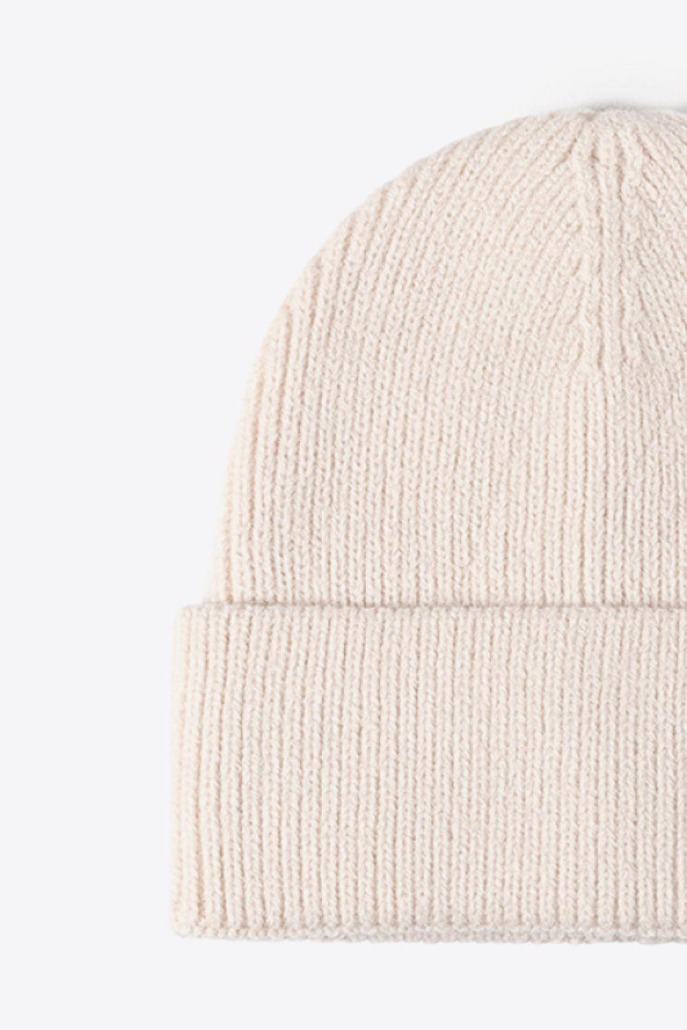 Letter N Patch Cuffed Knit Beanie - Flyclothing LLC