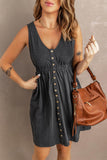 Sleeveless Button Down Mini Dress - Flyclothing LLC