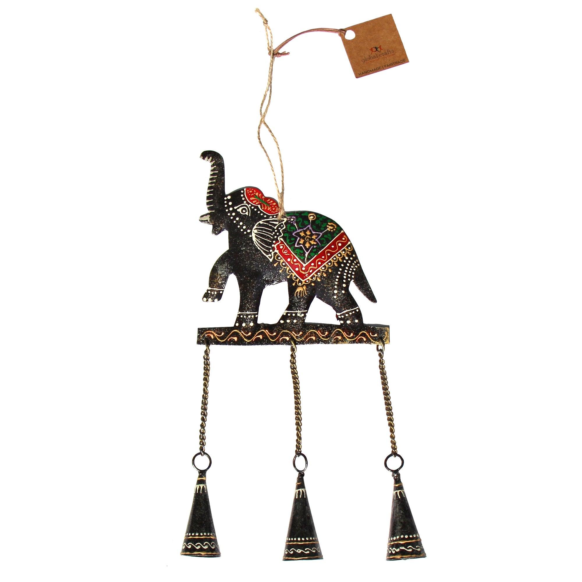 Embossed Elephant Chime, Hand-painted Recycled Iron - Flyclothing LLC