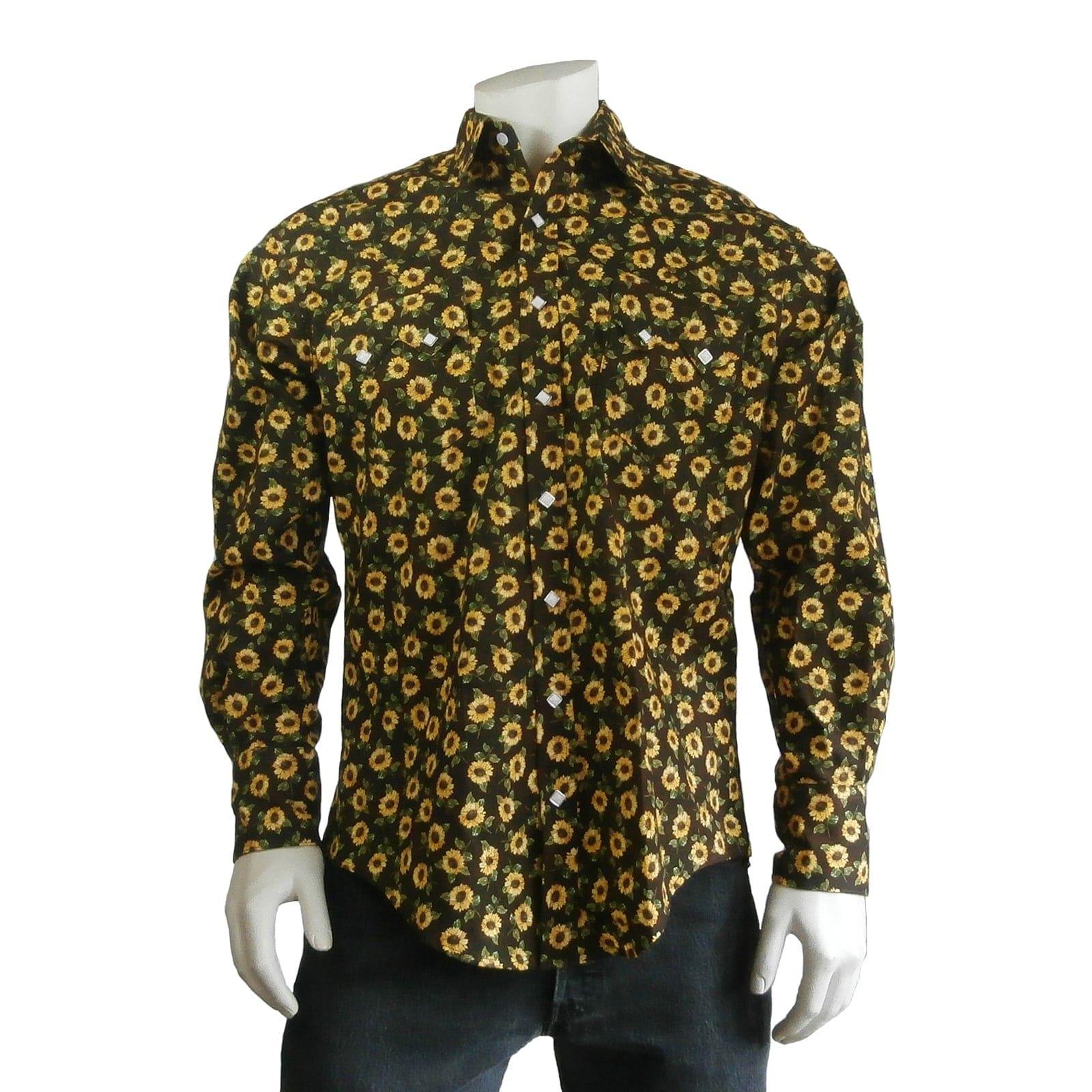 Rockmount Clothing Men's Vintage Brown Floral Print Western Shirt - Rockmount Clothing