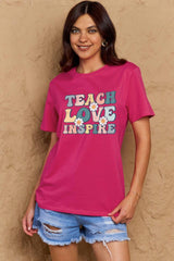 Simply Love Full Size TEACH LOVE INSPIRE Graphic Cotton T-Shirt - Flyclothing LLC