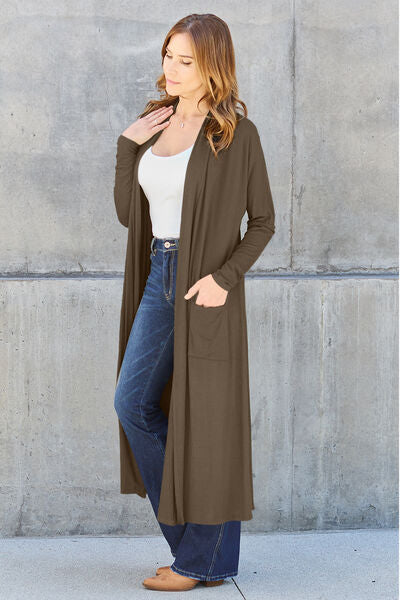 Basic Bae Full Size Open Front Long Sleeve Cover Up - Flyclothing LLC