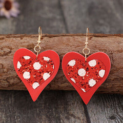 Sequin Heart Leather Drop Earrings - Flyclothing LLC