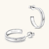 925 Sterling Silver Inlaid Moissanite C-Hoop Earrings - Flyclothing LLC