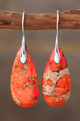 Handmade Teardrop Shape Natural Stone Dangle Earrings - Flyclothing LLC