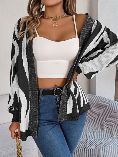 Open Front Animal Print Cardigan - Flyclothing LLC