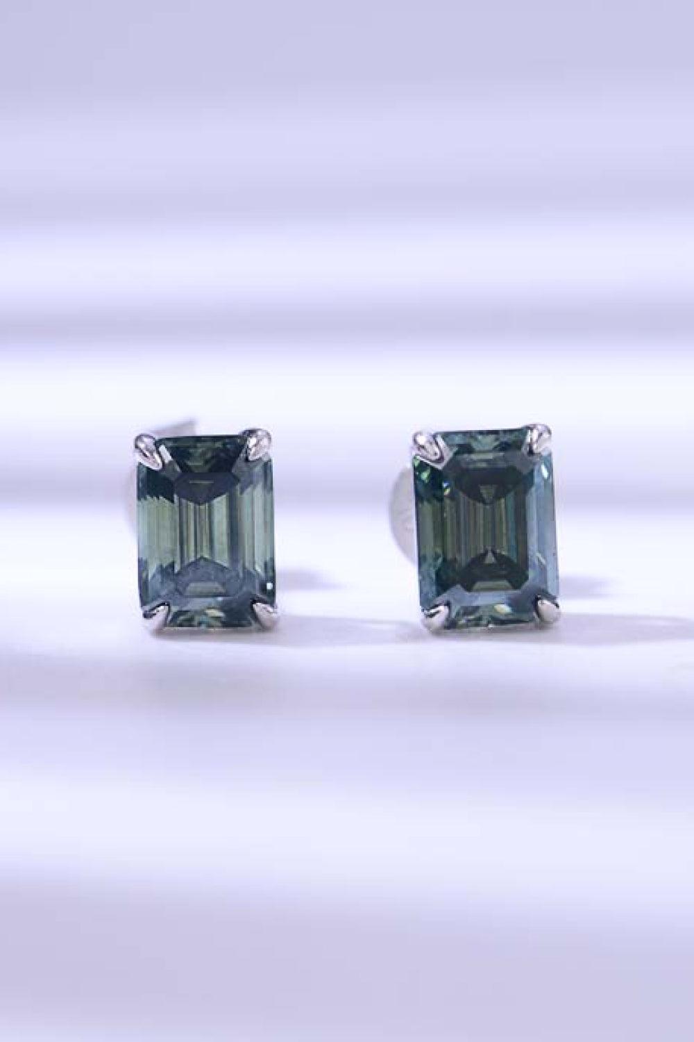 2 Carat Moissanite Stud Earrings in Green - Flyclothing LLC