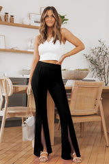 Front Slit Flare Leg Pants - Flyclothing LLC