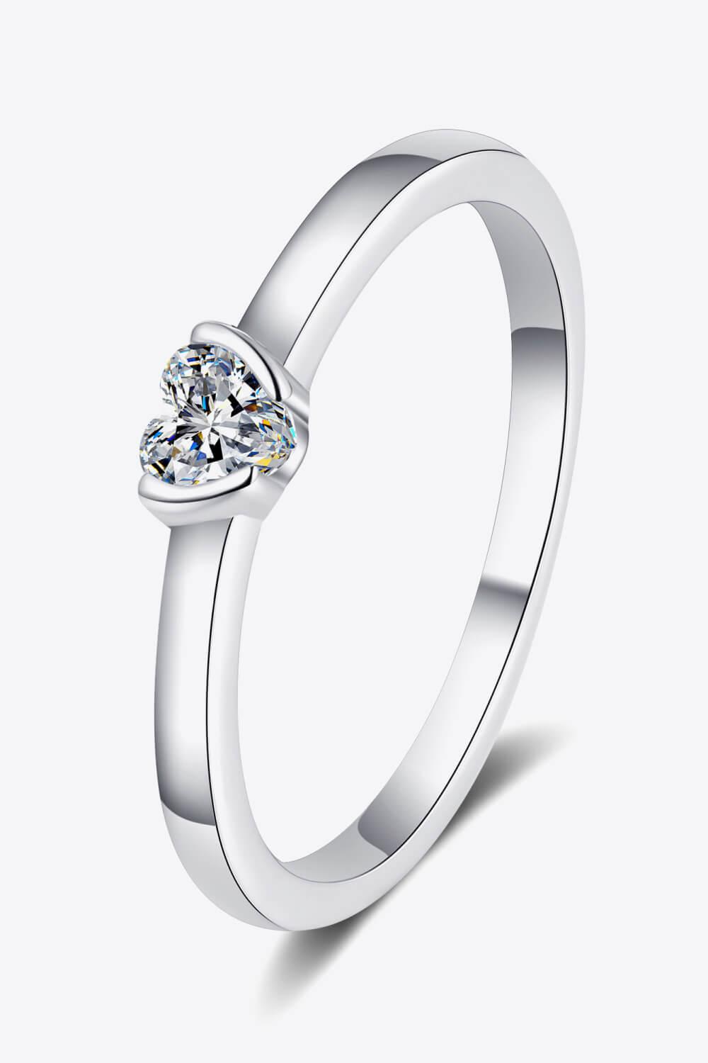 Heart-Shaped Moissanite Solitaire Ring - Flyclothing LLC