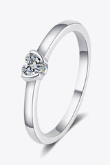 Heart-Shaped Moissanite Solitaire Ring - Trendsi