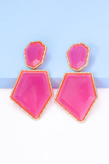 Geometrical Shape Zinc Alloy Frame Resin Dangle Earrings - Flyclothing LLC