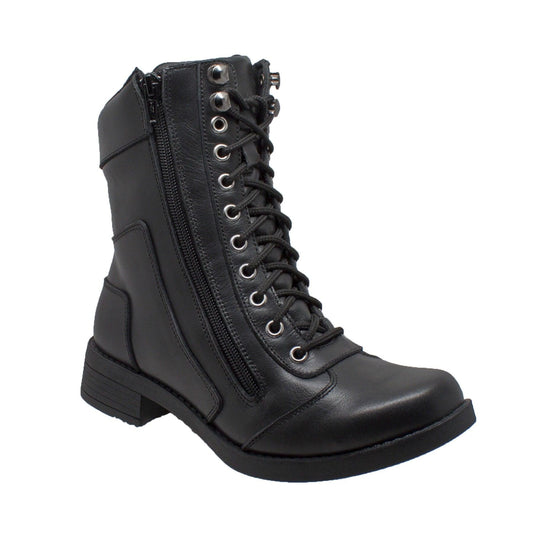 RideTecs Women's 8" Zipper Biker Boot Black - AdTec