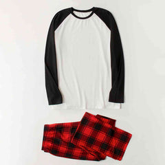 Raglan Sleeve Top and Plaid Pants Set - Flyclothing LLC