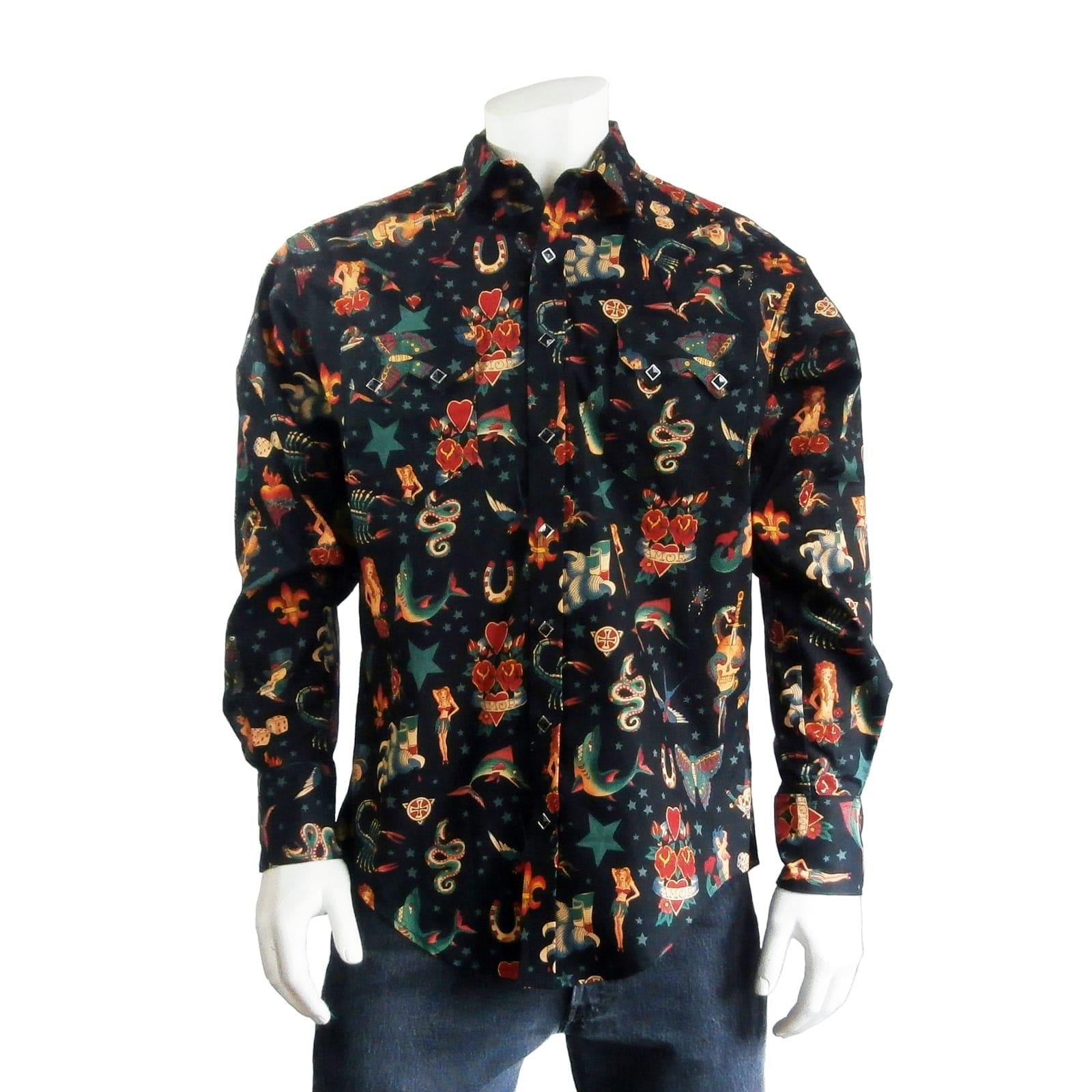 Rockmount Clothing Men's Vintage Burning Love Print Western Shirt - Rockmount Clothing