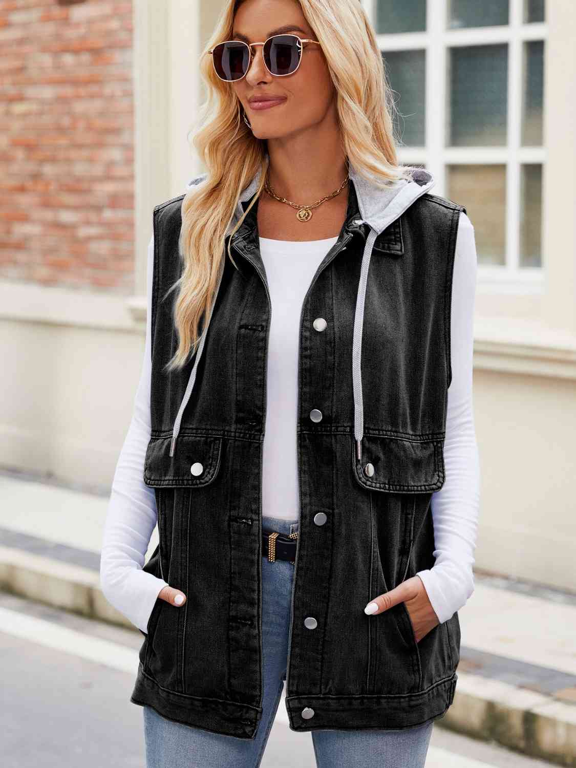 Billie Cargo Cropped Denim Vest - Black | Fashion Nova, Jackets & Coats |  Fashion Nova