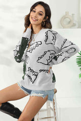 Dinosaur Print Pullover Sweater - Flyclothing LLC