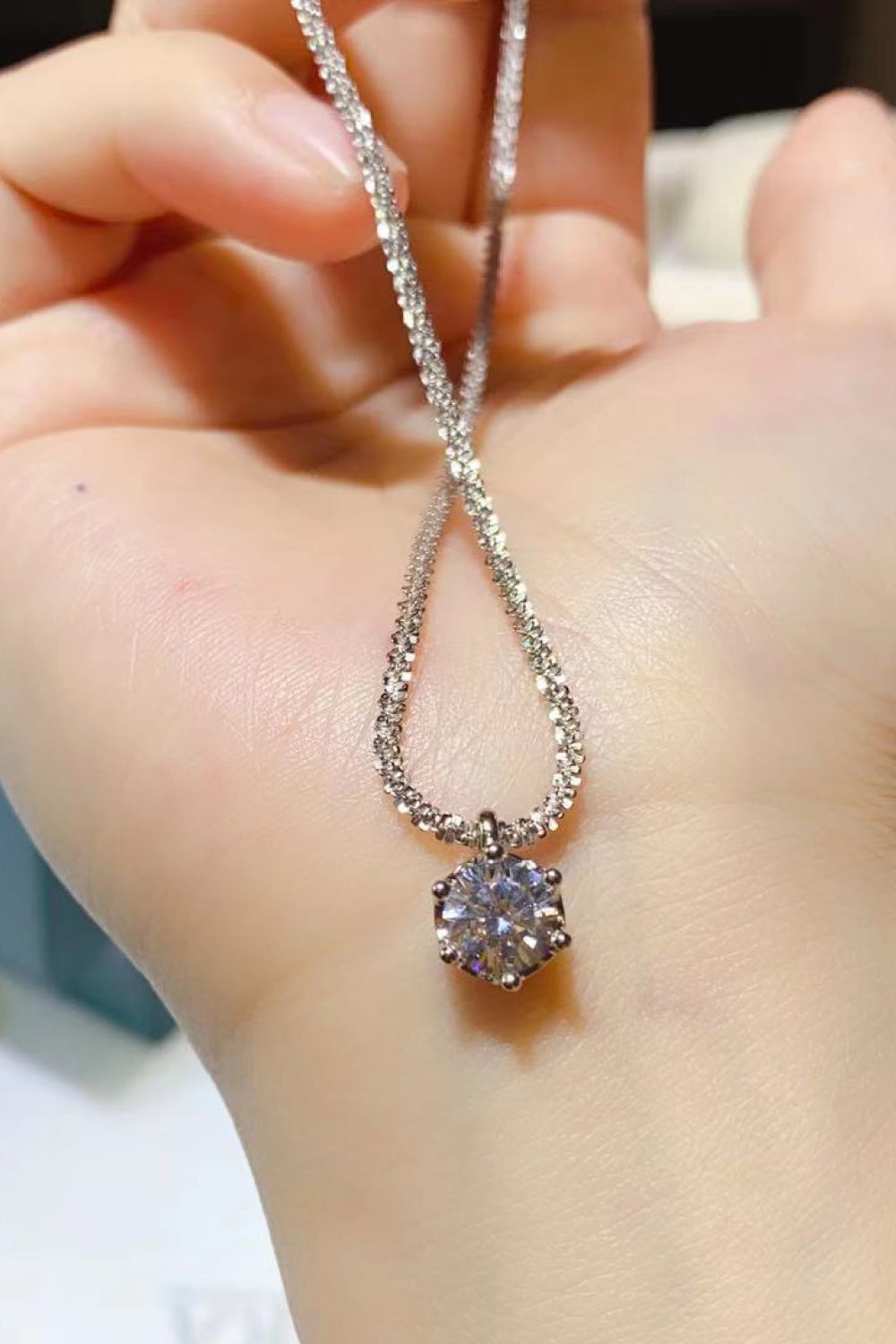 1 Carat Moissanite 925 Sterling Silver Necklace - Flyclothing LLC