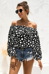 Polka Dot Off-Shoulder Layered Blouse - Flyclothing LLC