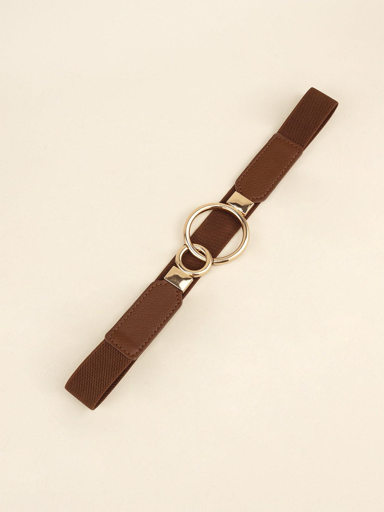 Double Ring Buckle Elastic PU Belt - Flyclothing LLC