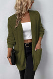 Rib-Knit Open Front Pocketed Cardigan - Flyclothing LLC