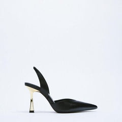 PU Leather Point Toe Stiletto Heel Pumps - Trendsi